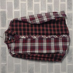 Chaps Classic Oxford Men's Cotton Button Down Plaid Block Shirt Size Medium